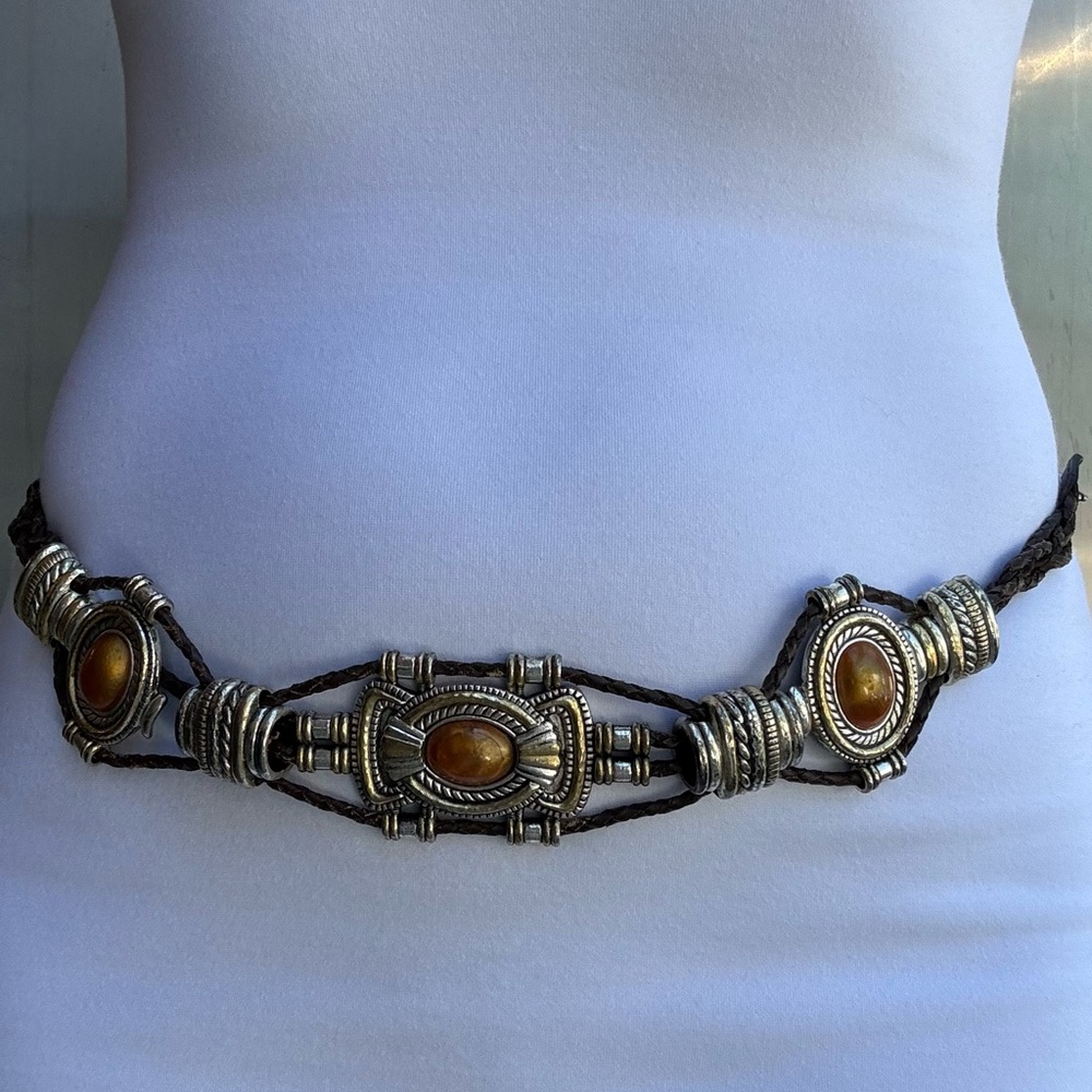 Chicos, ladies, small leather, and ornamental belt with chain